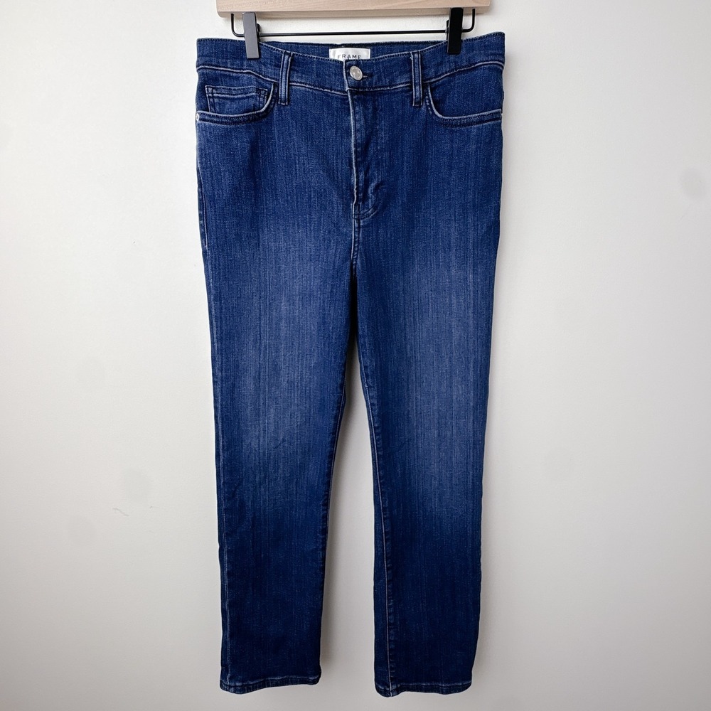 FRAME Le High Straight Jeans Womens 30 Blue Dark Wash High Rise Denim